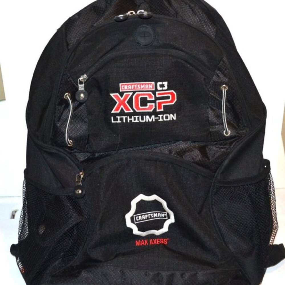 Craftsman Backpack Black Multi Pocket XCP Battery Logo Travel School Camping
